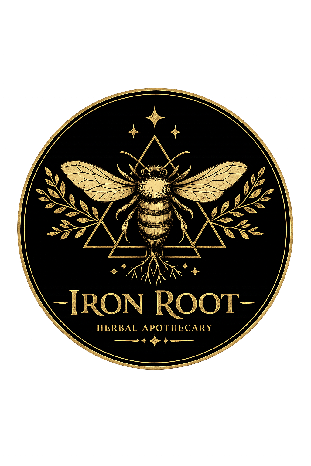 Iron Root bee logo mark